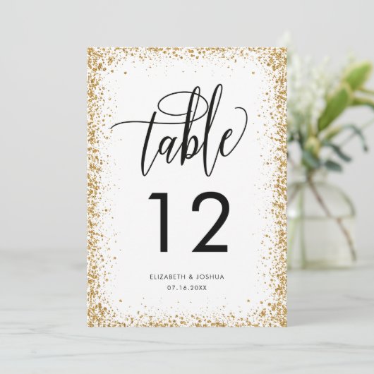 Glitterend Ontvangst Tafelnummer Nep Goud Glitter (Staand voorkant)