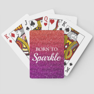 Glitterend Oranje en Paarse Glitters Geboren om te Pokerkaarten