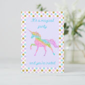 Glitterend Pastel Eenhoorn Feest Kaart (Staand voorkant)