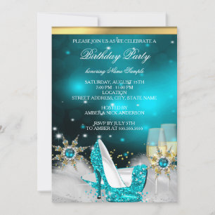 Glitterend Turquoise Blauwe Hoge Hakken Gouden Cha Kaart