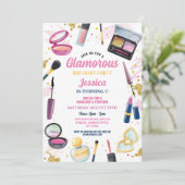 Glitterend Verjaardags Schoonheid Manicure Feest Kaart (Staand voorkant)