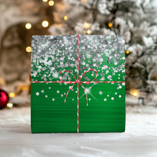Glitterend Zilver Glanzend Groen Nep Folie Inpakpapier Vel