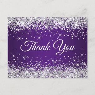 Glitterend Zilver Glitter Konings Paars Dank Je Briefkaart