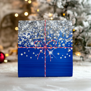 Glitterend Zilver Glitter Koningsblauw Nep Folie Inpakpapier Vel