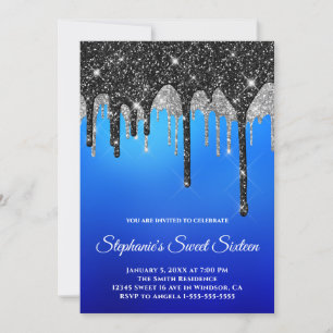 Glitterend Zwart Zilver Glitters Blauwe Ombre Swee Kaart