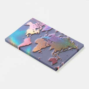 Glitterende 3D Kleurrijke Wereldkaart Post-it® Notes