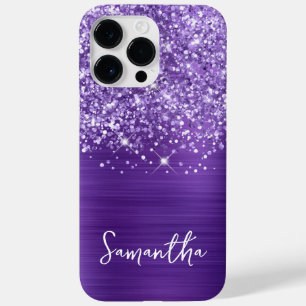 Glitterende Amethyst Paarse Glam Naam Case-Mate iPhone 14 Pro Max Hoesje