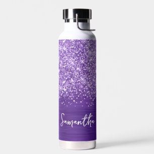 Glitterende Amethyst Paarse Glam Naam Waterfles