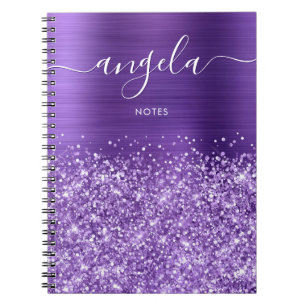 Glitterende Amethyst Paarse Glam Notities Notitieboek