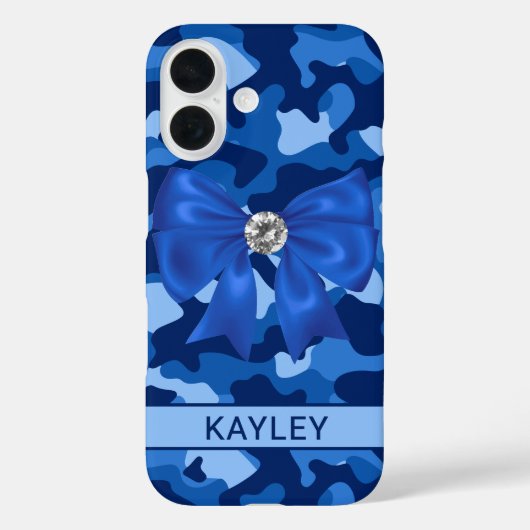 Glitterende Blauwe Camouflage Gepersonaliseerd Case-Mate iPhone Case (Achterkant)