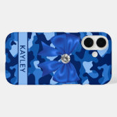 Glitterende Blauwe Camouflage Gepersonaliseerd Case-Mate iPhone Case (Achterkant (horizontaal))