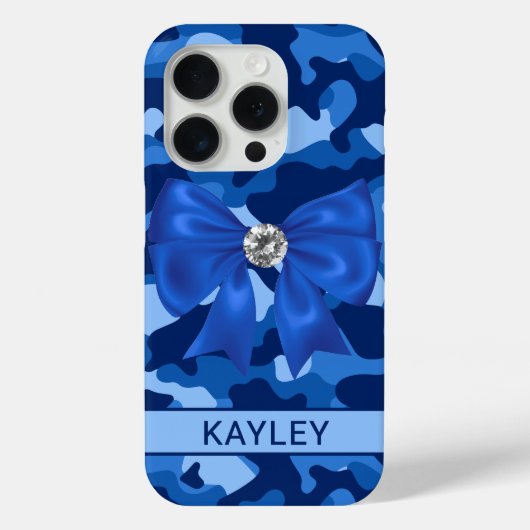 Glitterende Blauwe Camouflage Gepersonaliseerd Case-Mate iPhone Case (Achterkant)