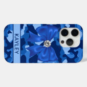Glitterende Blauwe Camouflage Gepersonaliseerd Case-Mate iPhone Case (Achterkant (horizontaal))