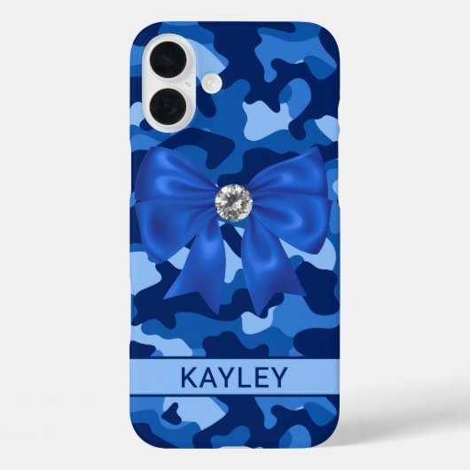 Glitterende Blauwe Camouflage Gepersonaliseerd Case-Mate iPhone Case (Achterkant)