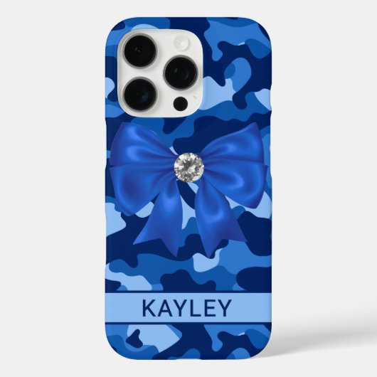 Glitterende Blauwe Camouflage Gepersonaliseerd Case-Mate iPhone Case (Achterkant)