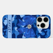 Glitterende Blauwe Camouflage Gepersonaliseerd Case-Mate iPhone Case (Achterkant (horizontaal))