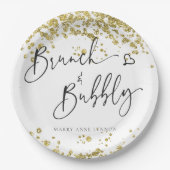 Glitterende brunch en bubbels  papieren bordje (Voorkant)