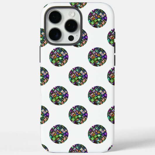 Glitterende caleidoscoopstippen op wit Case-Mate iPhone case (Achterkant)