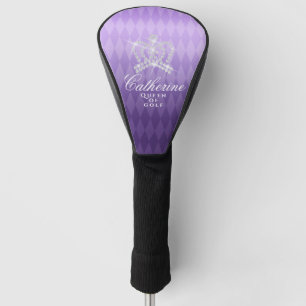 Glitterende Crown Luxury Paarse Golf Head Hoesje Golfheadcover