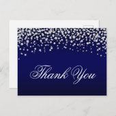 Glitterende diamanten confetti Navy Blue Ombre Bed Briefkaart (Voorkant / Achterkant)