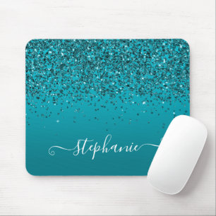 Glitterende donker turquoise verloop meisjesachtig muismat