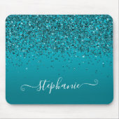 Glitterende donker turquoise verloop meisjesachtig muismat (Voorkant)