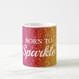 Glitterende donkerroze en gele glitter Born to Spa Koffiemok
