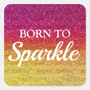 Glitterende donkerroze en gele glitter Born to Spa Vierkante Sticker