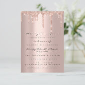 Glitterende druppels roze gouden formele uitnodigi kaart (Staand voorkant)