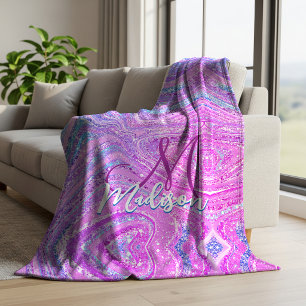 Glitterende eenhoorn regenboog meisjesachtige marm fleece deken