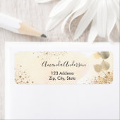 Glitterende eucalyptus gouden retouradres etiket (Insitu)