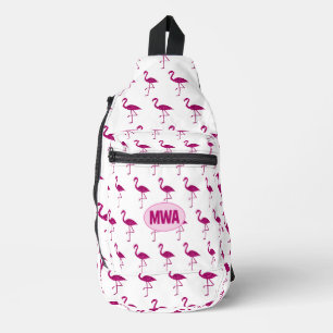 Glitterende flamingo hete roze nepsparkling Monogr Sling Bag