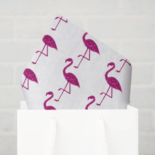 Glitterende flamingo Roze glitterpatroon wit Tissuepapier