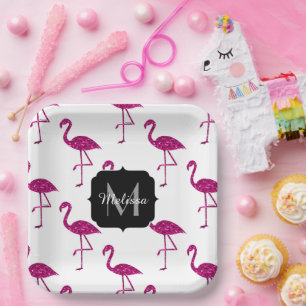 Glitterende flamingo Roze glitters glittert Initia Papieren Bordje