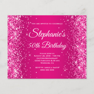 Glitterende Framboos Roze Ombre 50e Verjaardag Flyer
