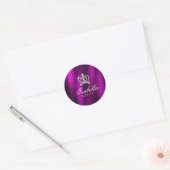 Glitterende Glamour Crown Paarse Ronde Sticker (Envelop)