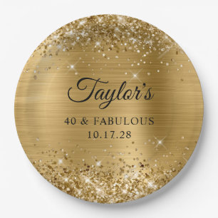 Glitterende Goud Folie 40 & Fabulous Papieren Bordje