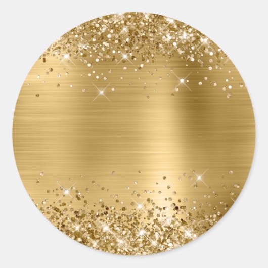Glitterende goud folie blanco ronde sticker (Voorkant)