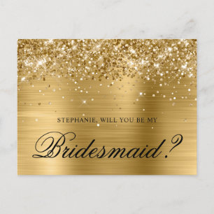 Glitterende Goud Folie Bruidsmeisje Voorstel Briefkaart