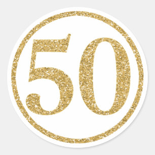 Glitterende Gouden 50e Verjaardag Ronde Sticker