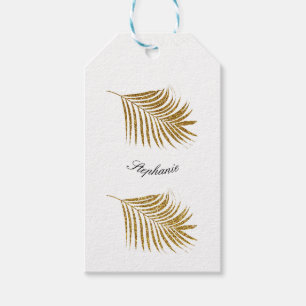 Glitterende Gouden Blad Aangepaste Naam Verjaardag Cadeaulabel