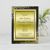 Glitterende Gouden Confetti Decoraties Verjaardag Kaart (Staand voorkant)