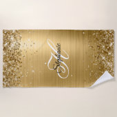 Glitterende gouden folie fancy monogram strandlaken (Voorkant)
