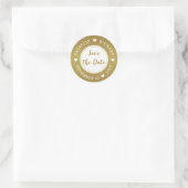 Glitterende Gouden Glitter Bruiloft Save The Date Ronde Sticker (Tas)