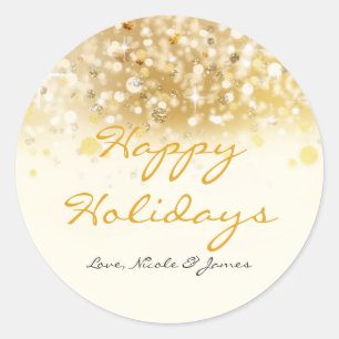 Glitterende Gouden Lichtjes Kerstmis Sticker