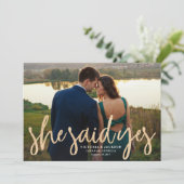 Glitterende gouden save-the-date fotoaankondiging save the date (Staand voorkant)