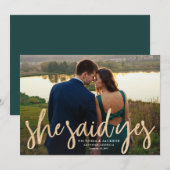 Glitterende gouden save-the-date fotoaankondiging save the date (Voorkant / Achterkant)