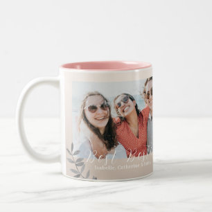 Glitterende harten Besties Foto Tweekleurige Koffiemok