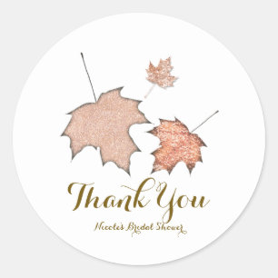 Glitterende herfstbladeren Winter Gouden Herfst Fe Ronde Sticker