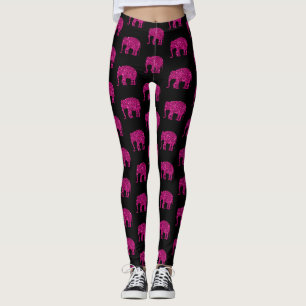 Glitterende hete roze Olifant glinsterend patroon Leggings